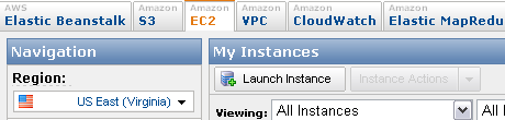 Create new EC2 instance button